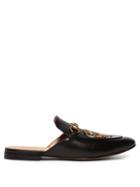 Matchesfashion.com Gucci - Kings Tiger Appliqu Backless Leather Loafers - Mens - Black