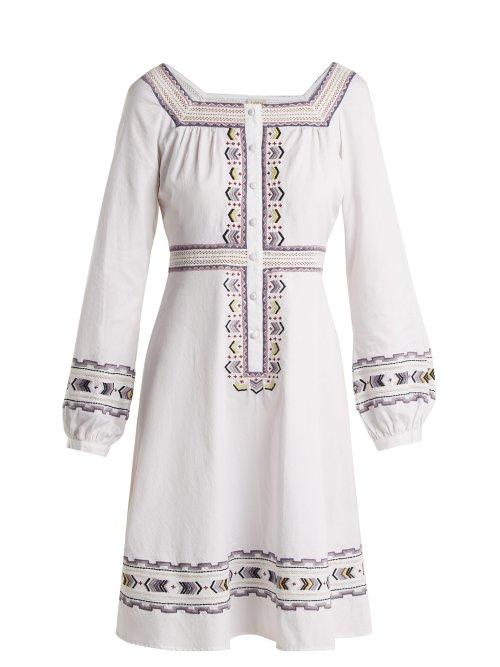 Matchesfashion.com Talitha - Layla Embroidered Cotton Dress - Womens - Ivory