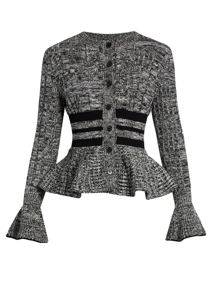 Alexander Mcqueen Peplum-hem Wool And Silk-blend Cardigan