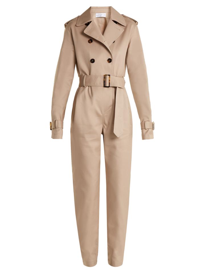 Wanda Nylon Double-breasted Belted Jumpsuit