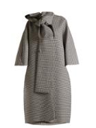 Matchesfashion.com Balenciaga - Houndstooth Tie Neck Coat - Womens - Black White