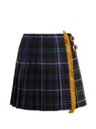 Matchesfashion.com Versace - Tartan Wool Pleated Skirt - Womens - Navy Multi