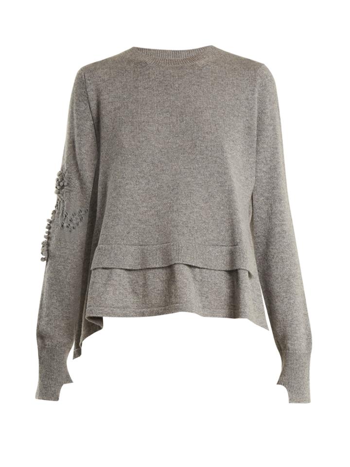 Barrie Crew-neck Embellished Cashmere Sweater