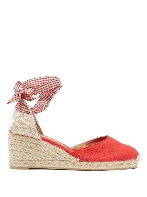 Matchesfashion.com Castaer - Carina 60 Canvas & Jute Espadrilles - Womens - Red