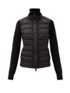 Matchesfashion.com Moncler Grenoble - Tricot Down-panelled Wool-blend Cardigan - Womens - Black