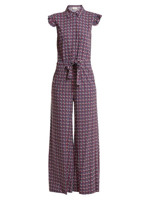 Matchesfashion.com La Doublej - Jumping Mikado Print Crepe Jumpsuit - Womens - Red Multi