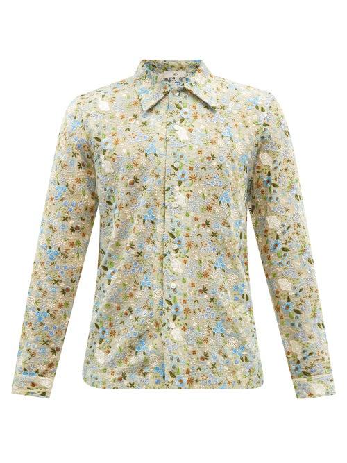 Sfr - Ripley Floral-embroidered Khadi Shirt - Mens - Multi
