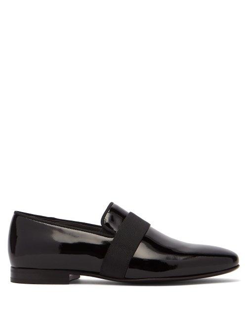 Matchesfashion.com Lanvin - Grosgrain Trim Patent Leather Loafers - Mens - Black
