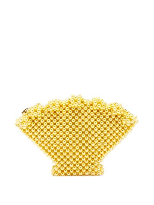 Matchesfashion.com Shrimps - Shell Faux Pearl Purse - Womens - Yellow