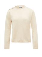 Matchesfashion.com Ganni - Crystal-button Crew-neck Sweater - Womens - Ivory