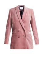 Matchesfashion.com Racil - Gloria Double Breasted Velvet Blazer - Womens - Light Pink