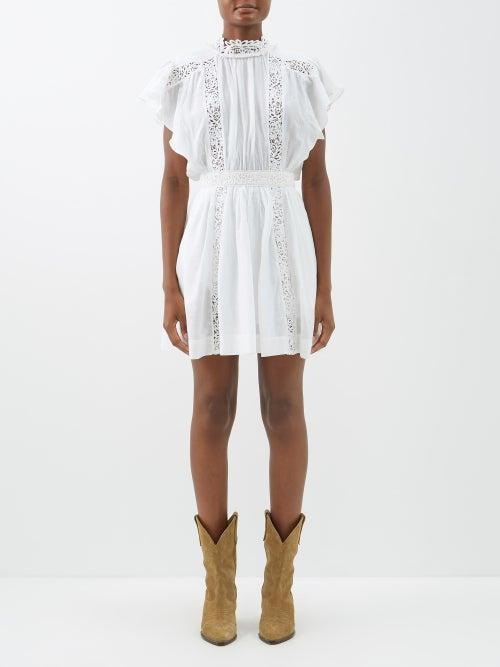 Isabel Marant Toile - Gisele Lace-trim Cotton-blend Mini Dress - Womens - Off White