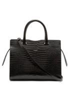 Matchesfashion.com Saint Laurent - Uptown Crocodile Effect Leather Bag - Womens - Black