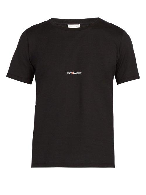 Matchesfashion.com Saint Laurent - Red Square Logo Cotton T Shirt - Mens - Black
