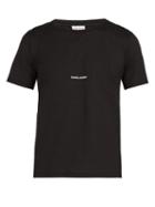 Matchesfashion.com Saint Laurent - Red Square Logo Cotton T Shirt - Mens - Black