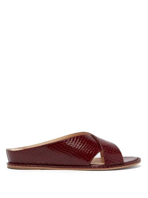 Matchesfashion.com Gabriela Hearst - Ellington Elaphe Slides - Womens - Burgundy