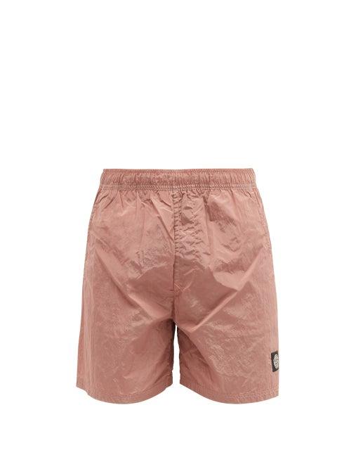 Matchesfashion.com Stone Island - Logo-patch Garment-dyed Shell Swim Shorts - Mens - Light Pink