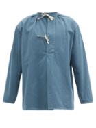 Matchesfashion.com Maison Margiela - Four-stitches Cotton-herringbone Shirt - Mens - Blue