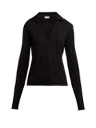 Matchesfashion.com Saint Laurent - Lace Up Cashmere Blend Sweater - Womens - Black