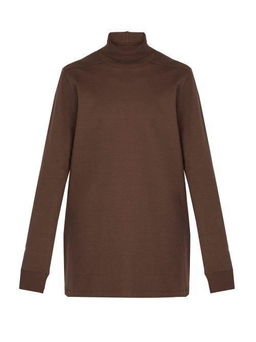 Matchesfashion.com Rick Owens - Roll Neck Cotton Sweater - Mens - Brown