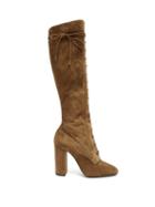 Matchesfashion.com Saint Laurent - Laura Lace-up Knee-high Boots - Womens - Tan