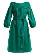 Matchesfashion.com Merlette - Bonaire Belted Cotton Dress - Womens - Green