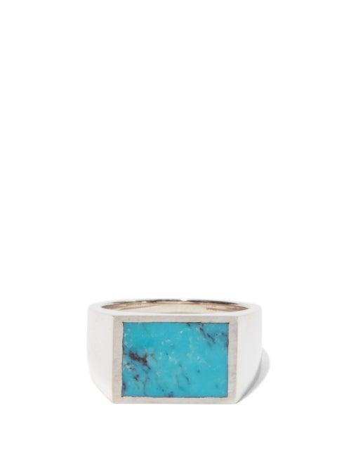 M Cohen - The Glib Turquoise & Sterling Silver Ring - Mens - Silver Multi
