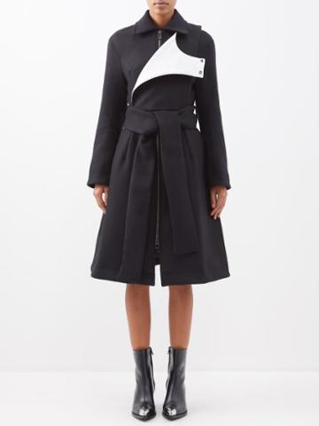 Az Factory X Thebe Magugu - Removable-collar Belted Wool Coat - Womens - Black