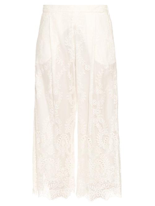 Zimmermann Belle Silk-chiffon Embroidered Trousers