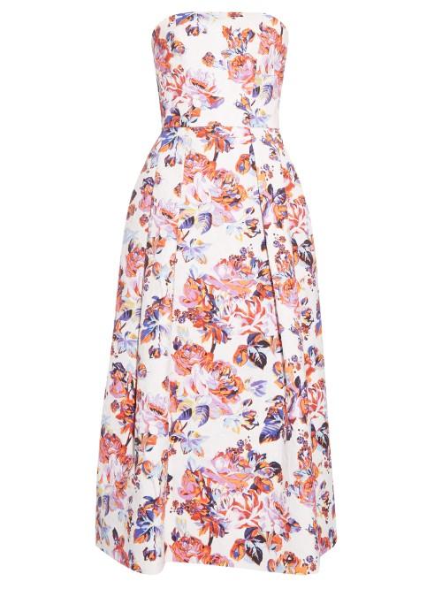 Mary Katrantzou Pearl Solar Rose-print Strapless Dress