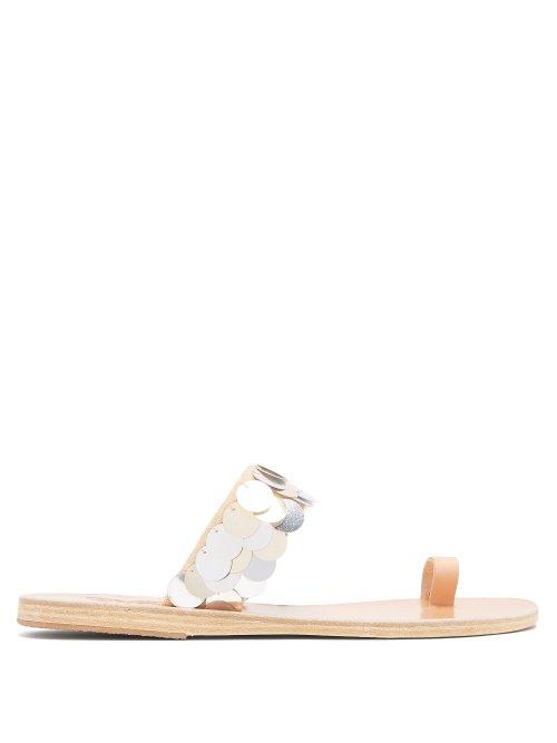 Matchesfashion.com Ancient Greek Sandals - Thraki Toe Ring Strap Sandals - Womens - Silver Gold