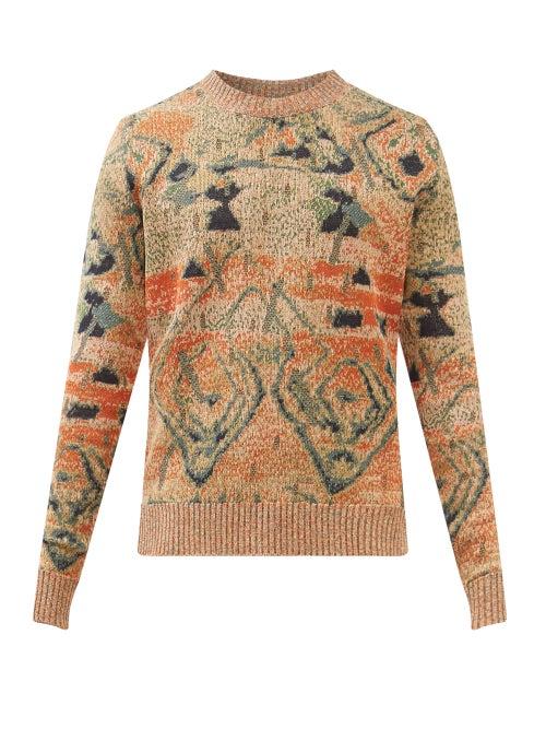Nick Fouquet - Abstract-jacquard Linen-blend Sweater - Mens - Brown