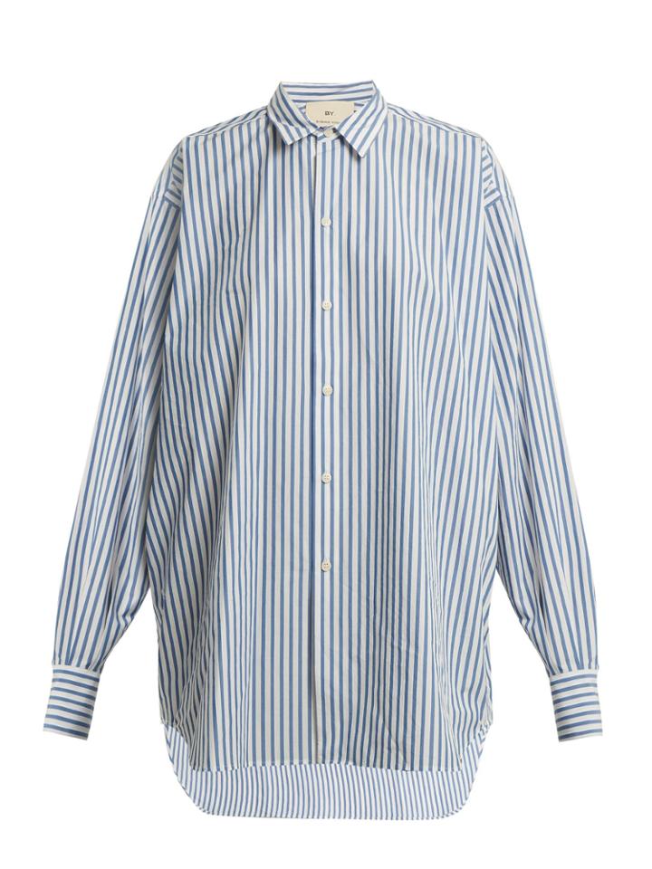 By. Bonnie Young Striped Point-collar Cotton Shirt