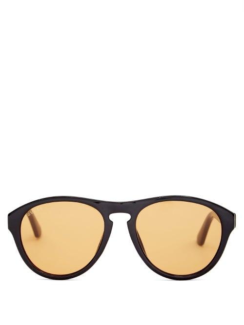 Matchesfashion.com Gucci - Round Acetate Sunglasses - Mens - Black