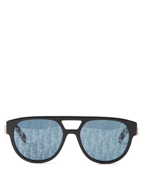 Dior - Logo-print Aviator Acetate Sunglasses - Mens - Black