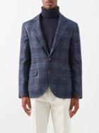 Brunello Cucinelli - Single-breasted Check Wool-blend Jacket - Mens - Blue Multi