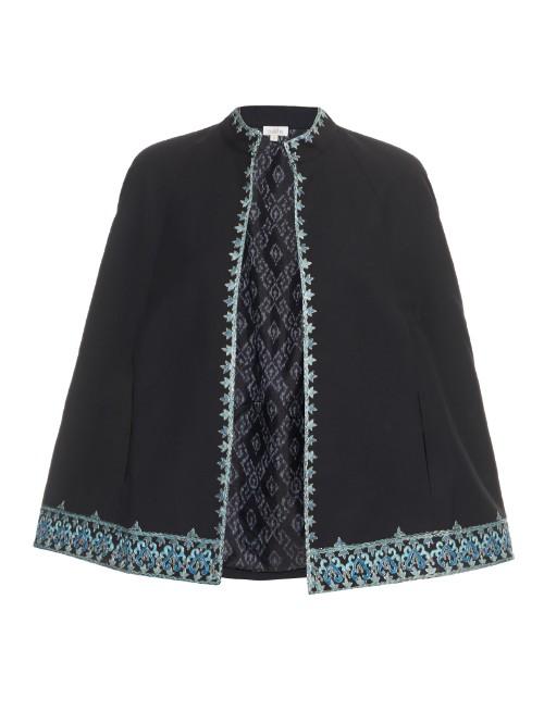 Talitha Embroidered Wool-blend Cape