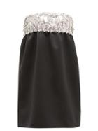 Matchesfashion.com Miu Miu - Crystal Embellished Satin Mini Dress - Womens - Black Multi
