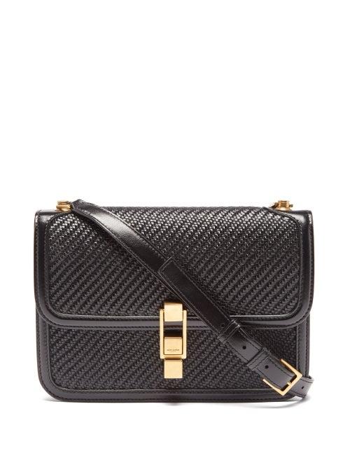 Saint Laurent - Carr Woven-leather Shoulder Bag - Womens - Black