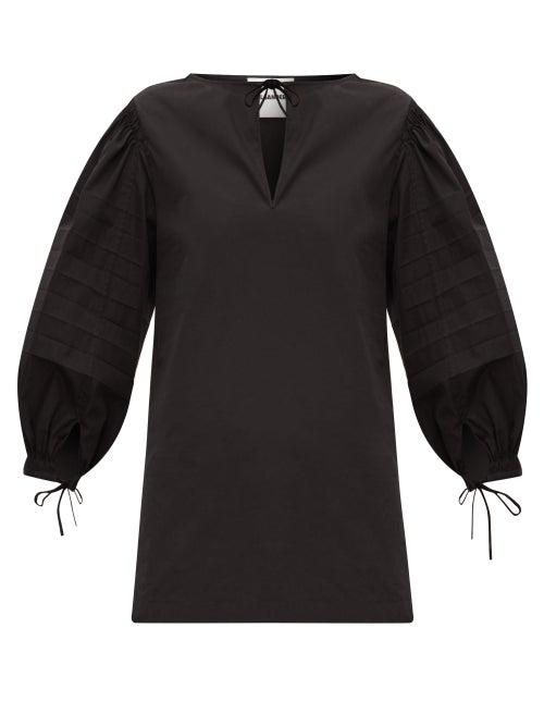 Matchesfashion.com Jil Sander - Balloon-sleeve Cotton-poplin Blouse - Womens - Black