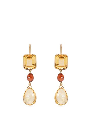 Brigid Blanco 18kt Gold, Citrine & Hessonite Drop Earrings