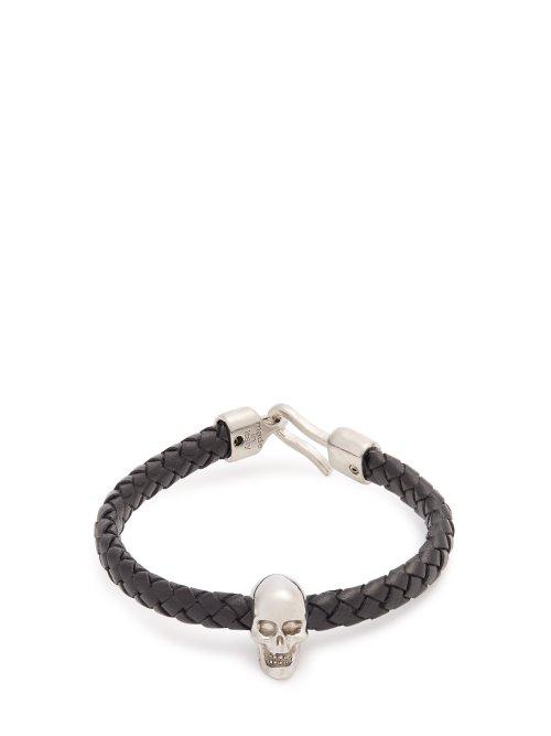 Matchesfashion.com Alexander Mcqueen - Skull Charm Leather Bracelet - Mens - Black