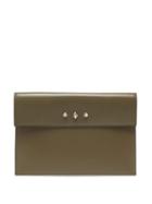 Matchesfashion.com Alexander Mcqueen - Skull Envelope Leather Clutch Bag - Womens - Khaki