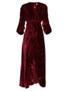 Preen By Thornton Bregazzi Rebecca V-neck Ruched Velvet Dress