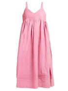 Matchesfashion.com Story Mfg - Daisy Pintuck Bodice Cotton Dress - Womens - Pink