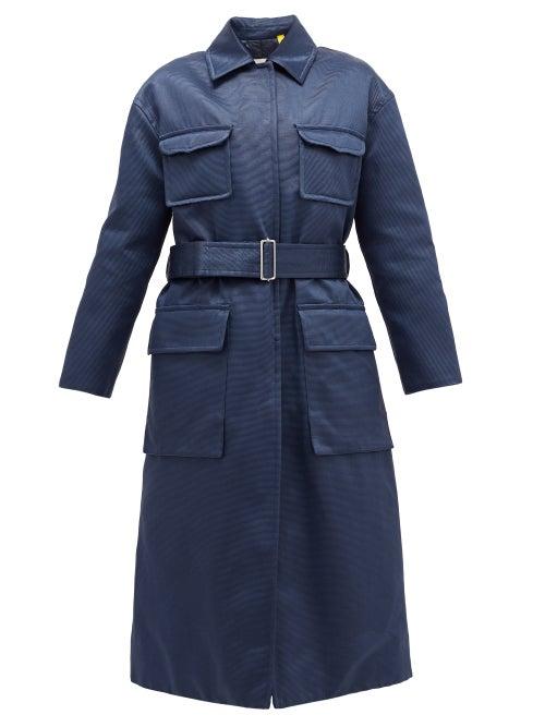 Matchesfashion.com 2 Moncler 1952 - Marigold Belted Quilted Cotton-blend Satin Coat - Womens - Navy