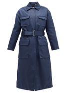 Matchesfashion.com 2 Moncler 1952 - Marigold Belted Quilted Cotton-blend Satin Coat - Womens - Navy