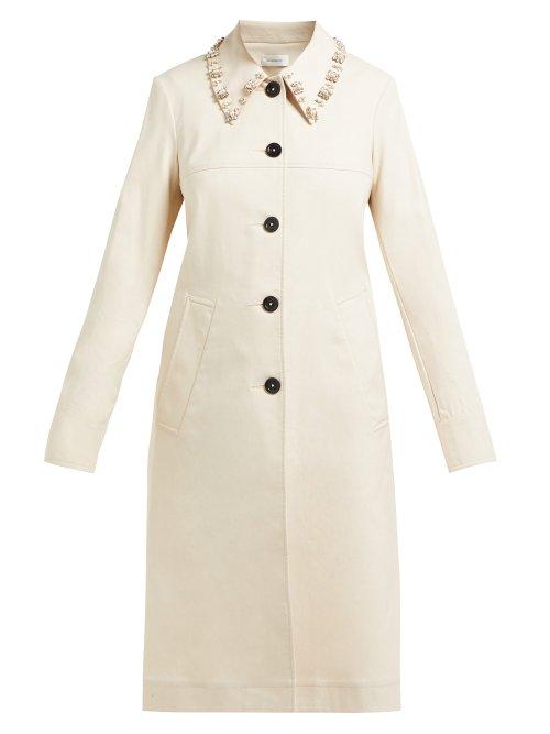 Matchesfashion.com Wales Bonner - Crystal Embellished Cotton Blend Coat - Womens - Beige