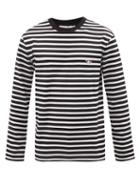 Maison Kitsun - Tricolour Fox-logo Cotton Long-sleeved T-shirt - Mens - Black Stripe