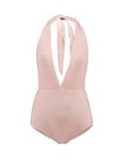 Matchesfashion.com Adriana Degreas - Bacio V Neck Swimsuit - Womens - Light Pink